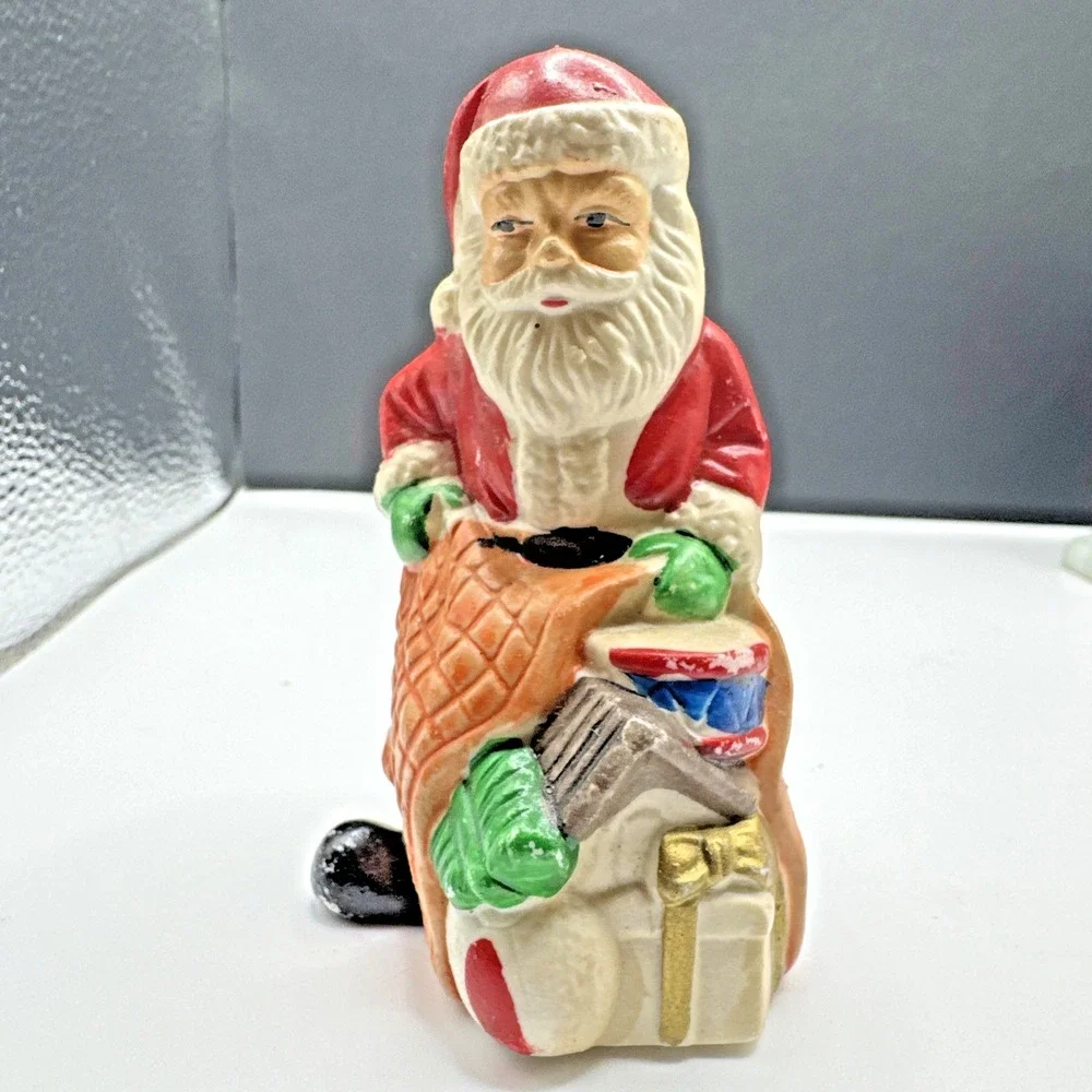 Vintage Ceramic Santa Claus Christmas Ornament 3.5